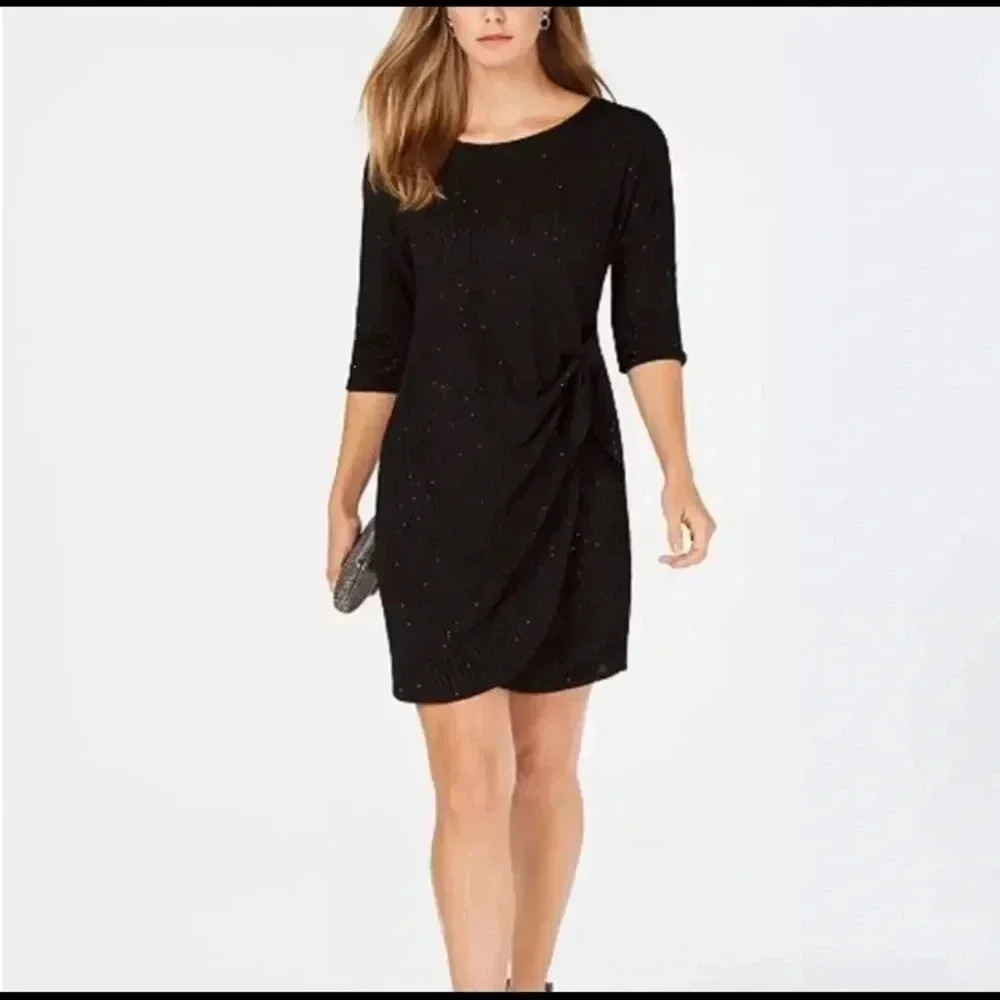 Robbie Bee Size Small, Black Sequence Signature 3/4 Sleeve Dress. New With Tags.